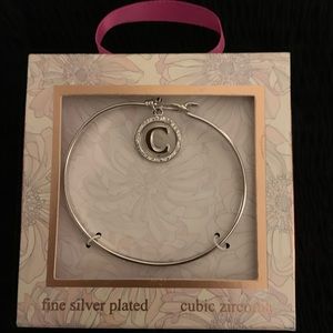 Bangle silver plated bracelet “C” initial.
